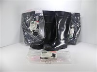3 PAIR OF BLACK PVC BOOTS - SIZE 11