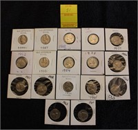 17 Jefferson nickels 1946-1964 missing 2 years