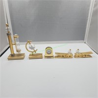 Small Clock, Hourglass, and Desk Items