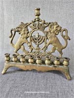 Antique Brass Israeli Menorah