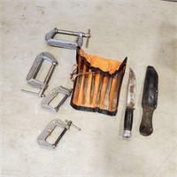 C Clamps, Knife, Punches and Chisels