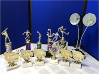 Collection of Trophies & Lamp