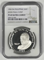 PHILIPPINES: 1981 50 Piso Pope Paul NGC PF69 UCAM