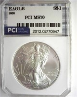 2008 Silver Eagle PCI MS70