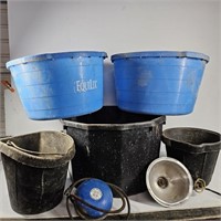 (3) Mineral Tubs & (2) Rubber Buckets