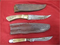 2 knives: 1 Marble's 5" blade w/ sheath &