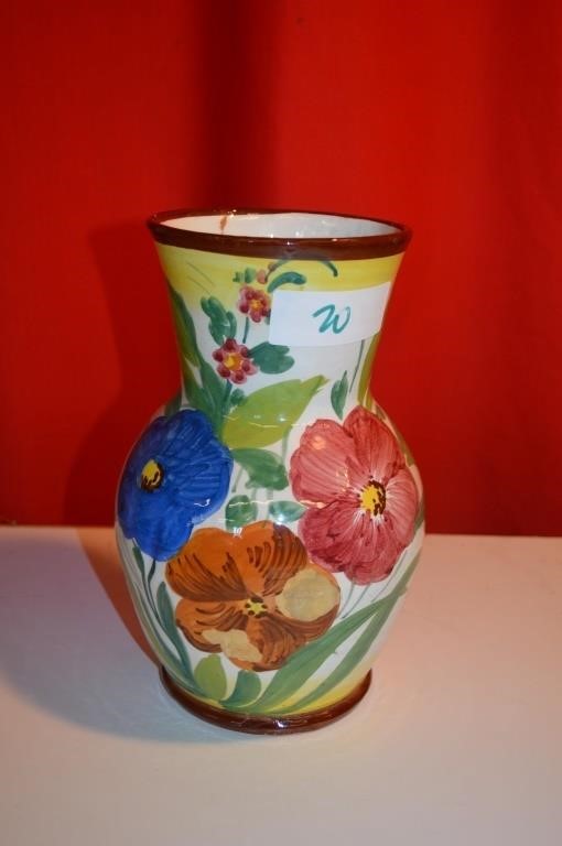 Hand Painted Floral Vase From Italy