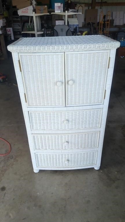 WICKER CABINET 50" TALL X 30" X 21"