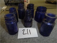 7 pc. Vintage Cobalt Blue bottles-2.5"