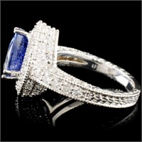 18K Gold Sapphire & Diam Ring: 3.58ct & 1.79ctw