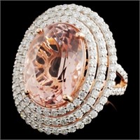 14K Gold Ring with 9.77ct Morganite and 1.79ct Dia