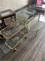 Large lot with set of metal frame with glass top i