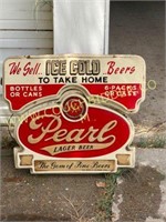 Pearl Beer 2 pc plastic beer sign
