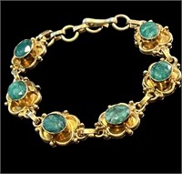 6.00ctw Colombian Emerald 18k Gold Clover Bracelet