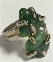 Sterling Silver And Jade Ring