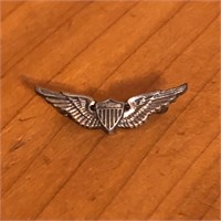 Sterling Silver Military Air Force Pilot Wings Pin