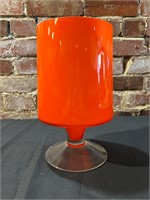 Vintage Orange Footed Vase