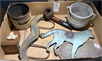 Misc. Lot, carved pipe, tin dog, more!