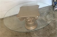 33" Ornate Gold & Glass Top Coffee Table