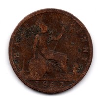 1862 Great Britain Half Penny Coin