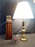 Home Decor Lot Includes a Brass Style Lamp