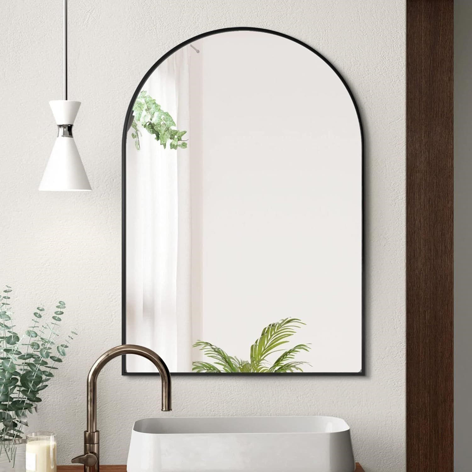 NEW $120 Arched Bathroom Mirror 24 x 36 Inch, Gold