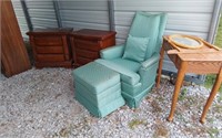 Chair, ottoman & 2 side tables