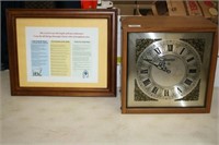 Wood like clock; Religious framed print