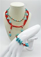 Turquoise & Red Coral Set