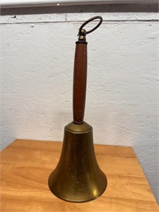 13.5" Vintage Brass/Wood School Bell