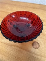 Rare Vintage Anchor Hocking Footed Ruby Berry Dish