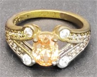 (XX) Orange Iridescent Sterling Silver Ring (Size
