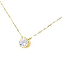 14K Gold-pl Round .50ct Diamond Solitaire Necklace