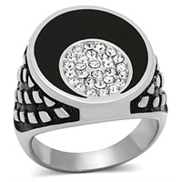 Unique .14ct White Topaz Black Crescent Ring
