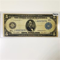 1914 Blue Seal  $5 Bill LIGHTLY CIRCULATED