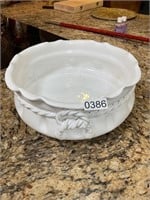 Decorative white serving bowl