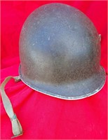 ANTIQUE HEAVY METAL MILITARY HELMET & LINER INSIDE