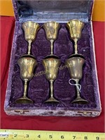Six Metal Goblets in travel case