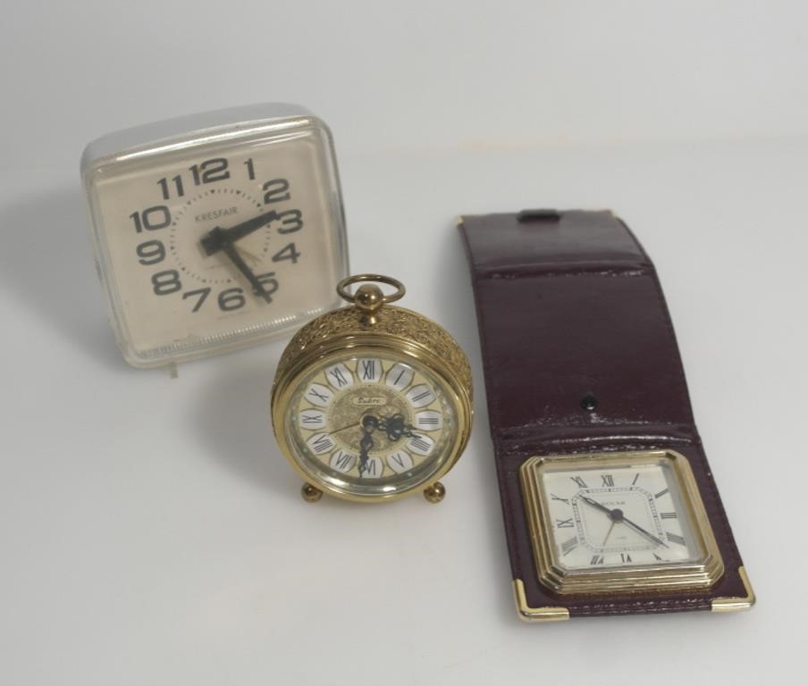 3 VINTAGE ASSTD. SMALL ALARM CLOCKS