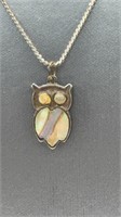 Abalone Owl Pendant Necklace