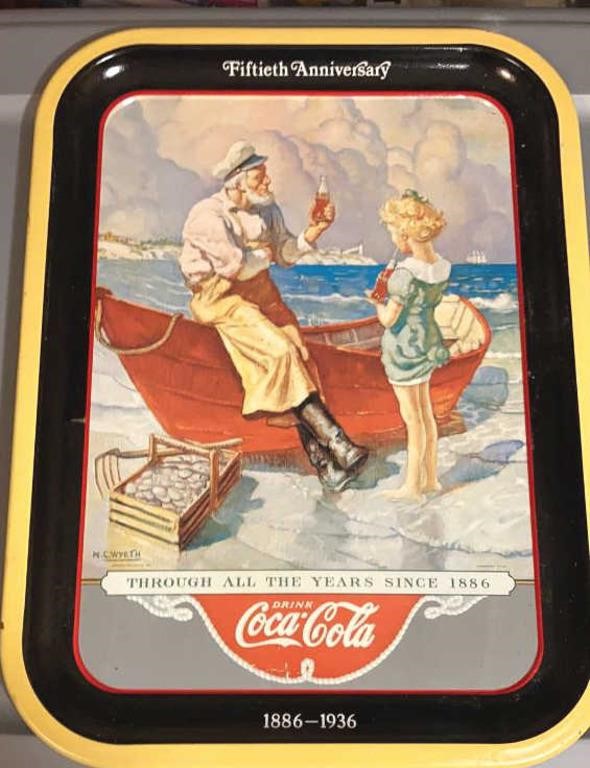 COCA COLA Metal Tray - Sea Captain - 50th Anny