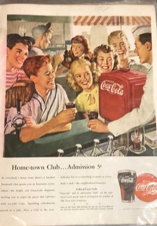 1947 Coca Cola Advertisement- Kids at the Fountain