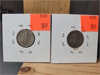 Pair Of Mercury Dimes 1941 D ~ 1941