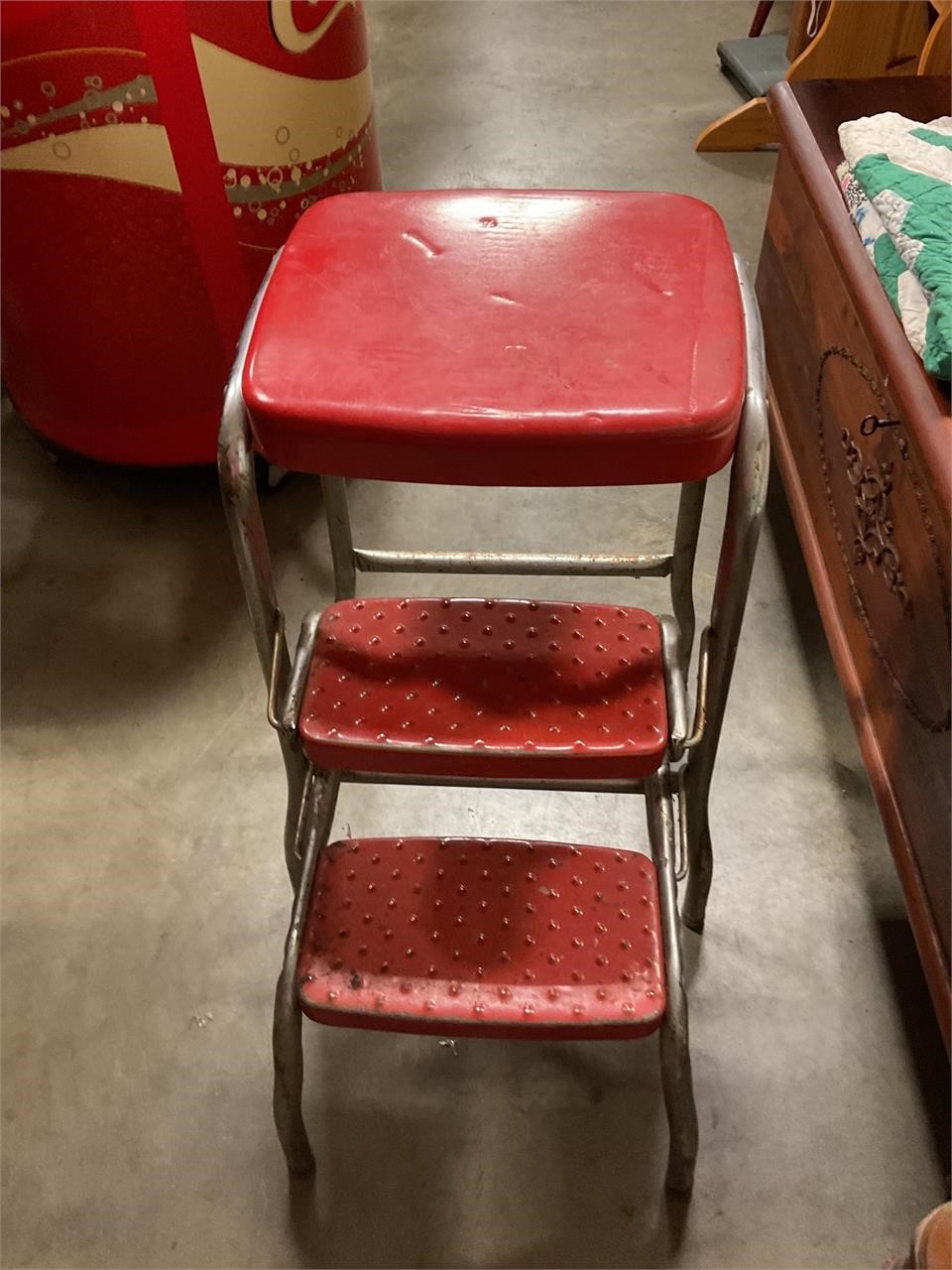 Antique step stool seat