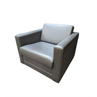 SC COALESSE GREY LEATHER CLUB CHAIR
