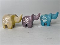 (3) Miniature Stone Carved Elephants - As Is -