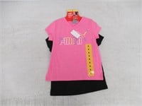 2-Pk Puma Girl's 5 T-shirt, Black and Pink 5