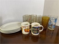 Glasses, coffee cups, plates