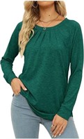 (Size M - green) Womens Tops Long Sleeve Crew