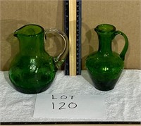 2- green crackle glass